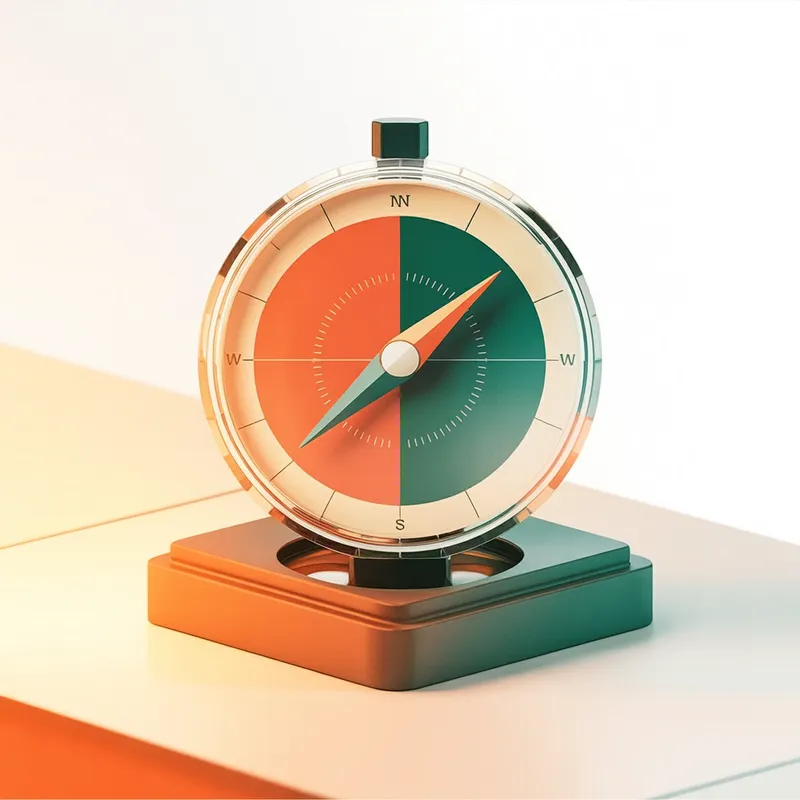 Kristallkompass mit korall-grüner Zifferblatt-Teilung — Richtung und Klarheit